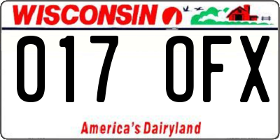 WI license plate 017OFX