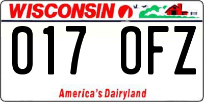 WI license plate 017OFZ