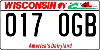 WI license plate 017OGB