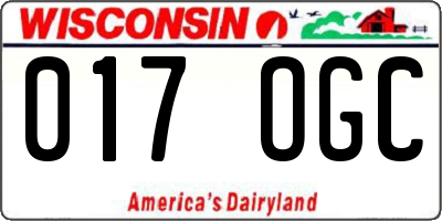 WI license plate 017OGC