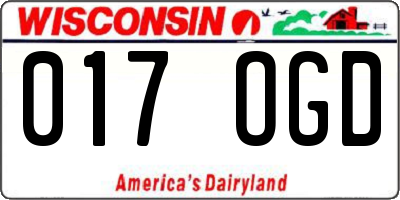 WI license plate 017OGD