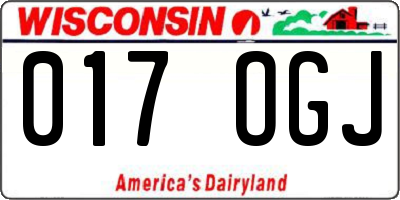 WI license plate 017OGJ