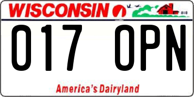 WI license plate 017OPN