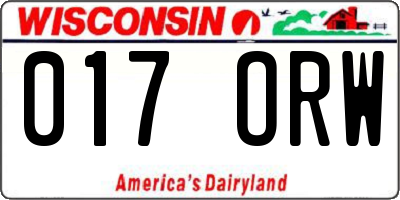 WI license plate 017ORW