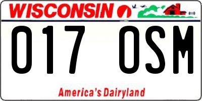 WI license plate 017OSM