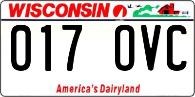 WI license plate 017OVC