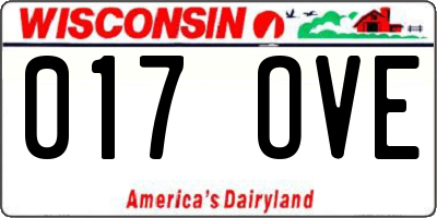 WI license plate 017OVE