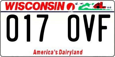 WI license plate 017OVF