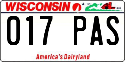WI license plate 017PAS