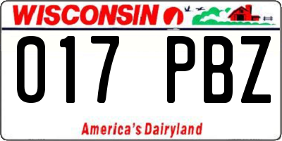 WI license plate 017PBZ
