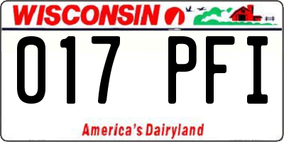 WI license plate 017PFI