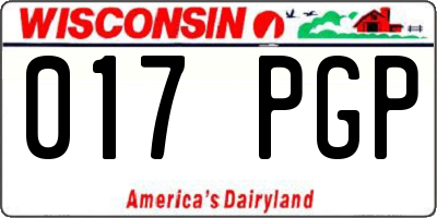 WI license plate 017PGP