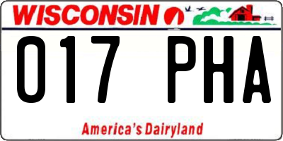 WI license plate 017PHA