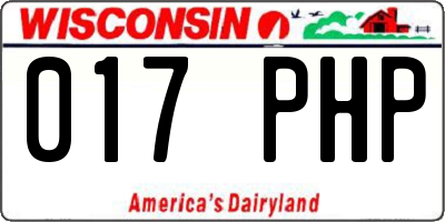 WI license plate 017PHP