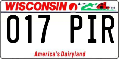 WI license plate 017PIR
