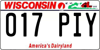 WI license plate 017PIY