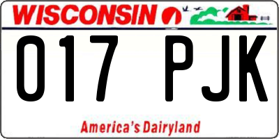 WI license plate 017PJK