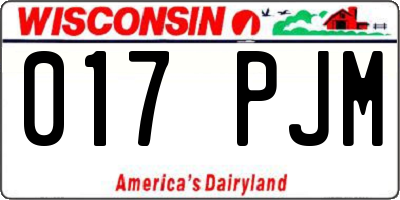 WI license plate 017PJM