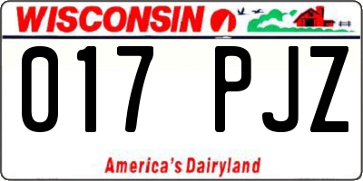 WI license plate 017PJZ