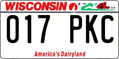 WI license plate 017PKC