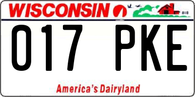 WI license plate 017PKE
