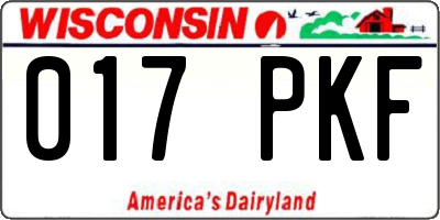 WI license plate 017PKF