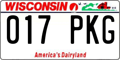 WI license plate 017PKG