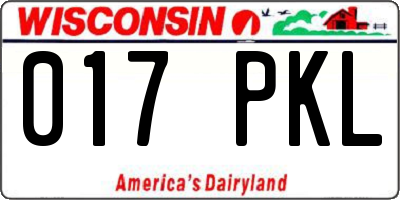 WI license plate 017PKL