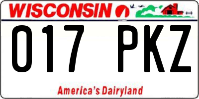 WI license plate 017PKZ