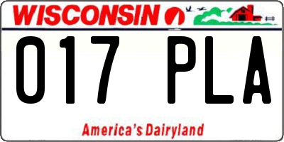 WI license plate 017PLA