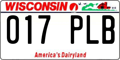 WI license plate 017PLB