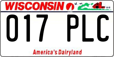 WI license plate 017PLC