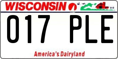 WI license plate 017PLE