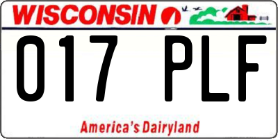 WI license plate 017PLF