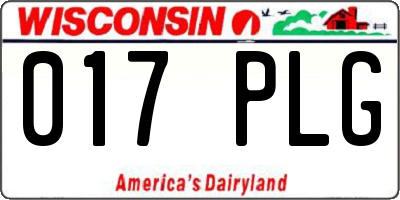 WI license plate 017PLG