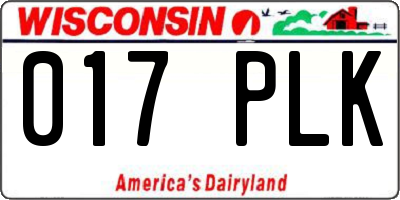 WI license plate 017PLK