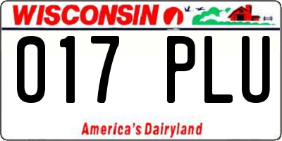 WI license plate 017PLU