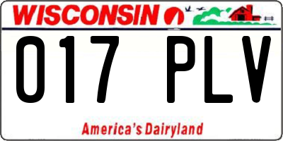 WI license plate 017PLV