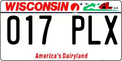 WI license plate 017PLX