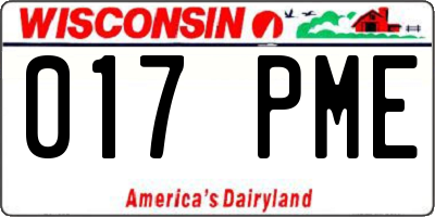 WI license plate 017PME