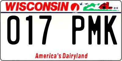 WI license plate 017PMK