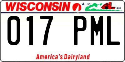 WI license plate 017PML