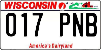 WI license plate 017PNB