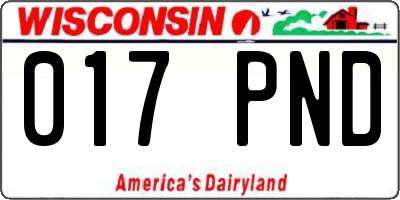 WI license plate 017PND