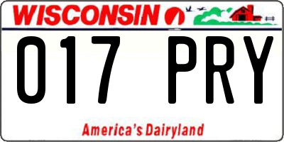 WI license plate 017PRY