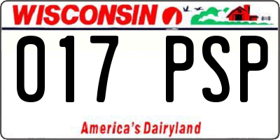 WI license plate 017PSP