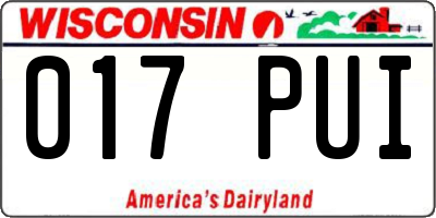 WI license plate 017PUI
