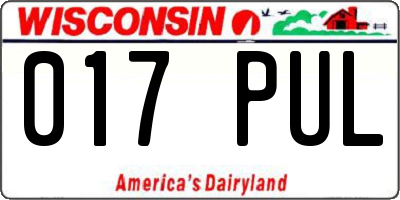 WI license plate 017PUL