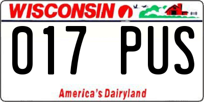 WI license plate 017PUS