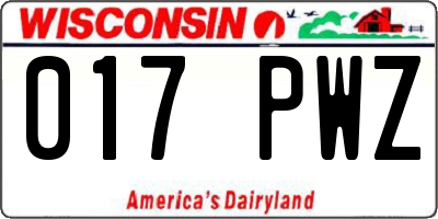 WI license plate 017PWZ